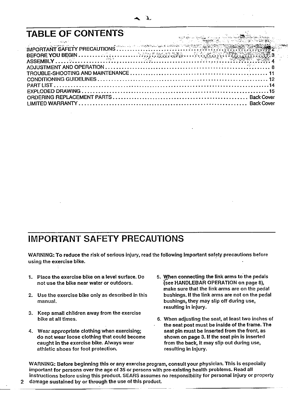 Sears 831.287602 User Manual | Page 2 / 16
