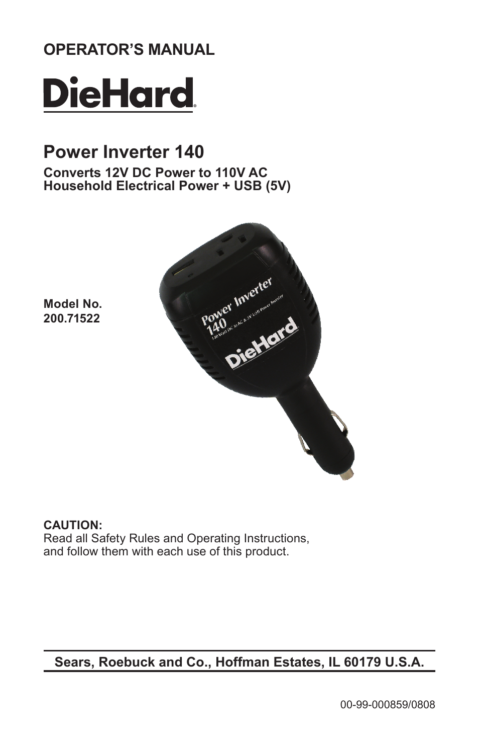 Sears 200.71522 User Manual | 8 pages