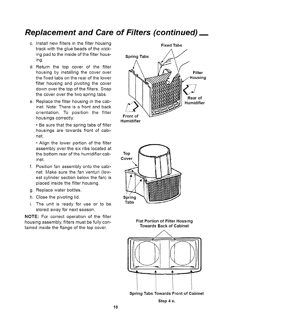 Replacement and care of filters (continued) | Sears QUIET COMFORT 758.14417 User Manual | Page 10 / 16