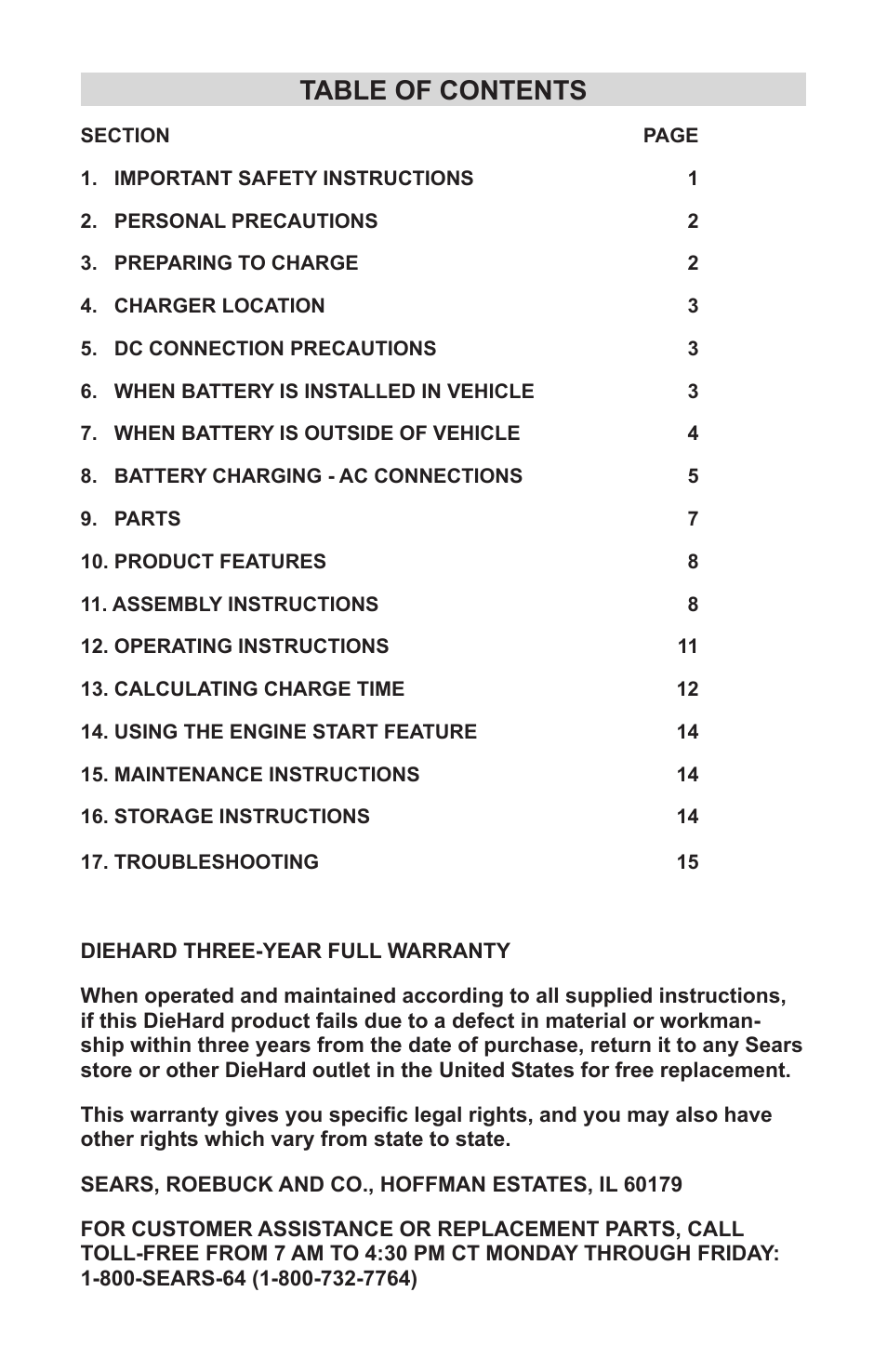 Sears 200.71240 User Manual | Page 2 / 19