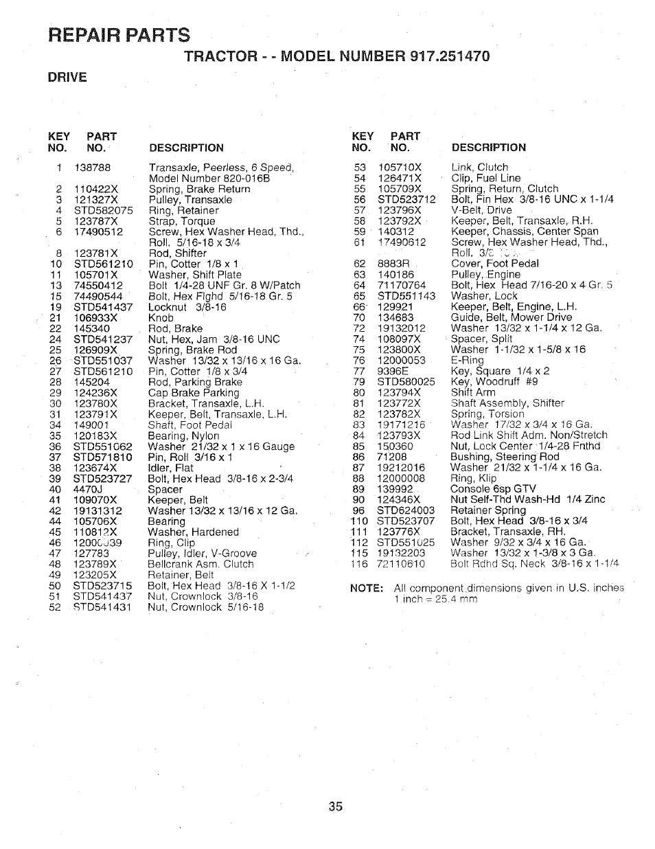 Repair parts | Sears 917.25147 User Manual | Page 35 / 56