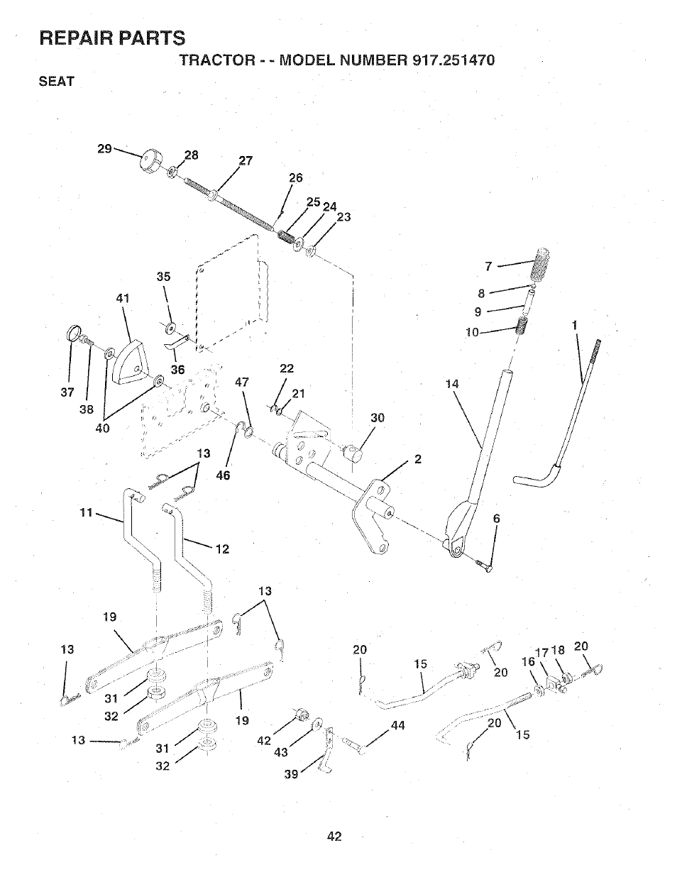 Repair parts | Sears 917.25147 User Manual | Page 42 / 56