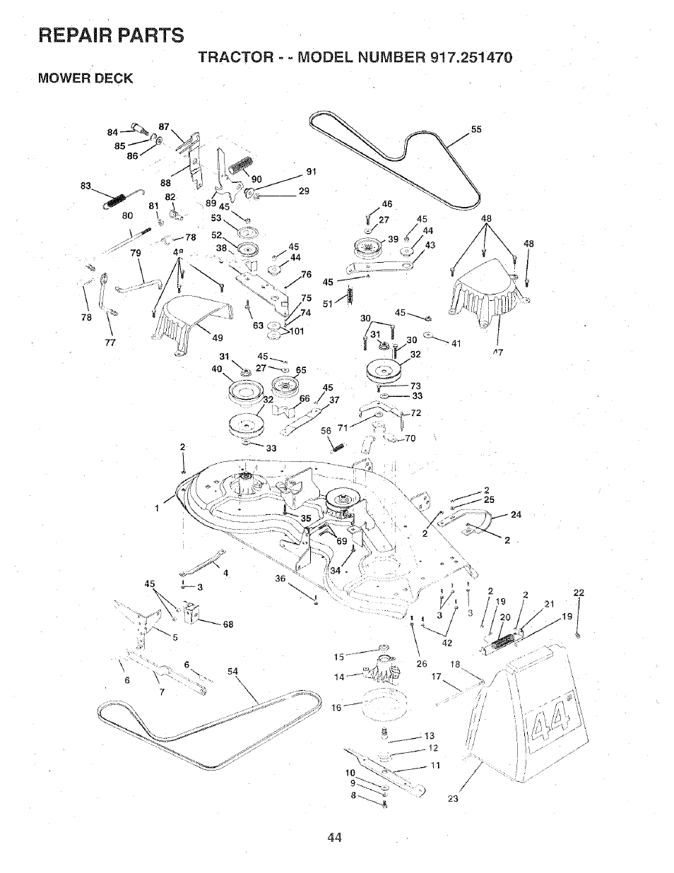 Repair parts | Sears 917.25147 User Manual | Page 44 / 56