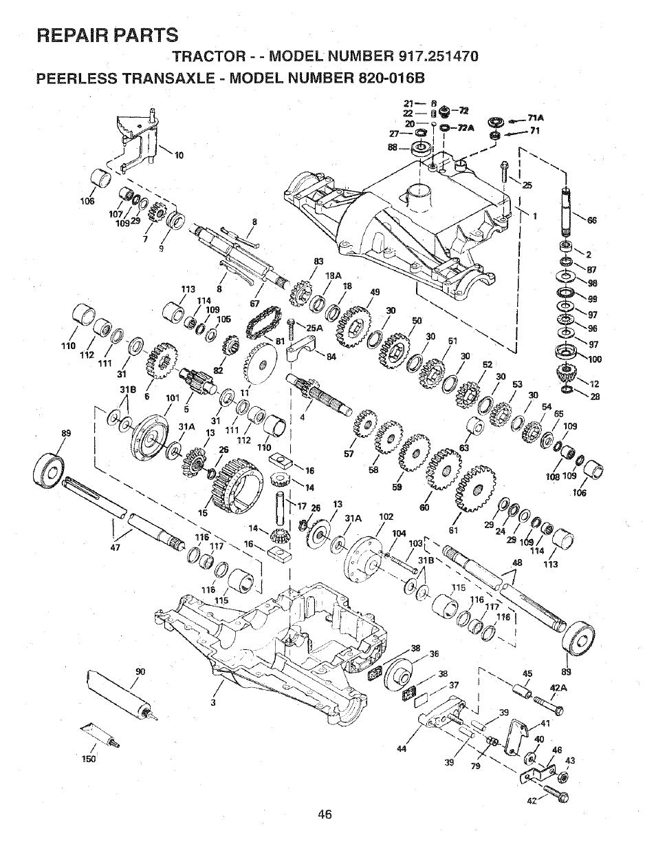 Parts, Repair | Sears 917.25147 User Manual | Page 46 / 56