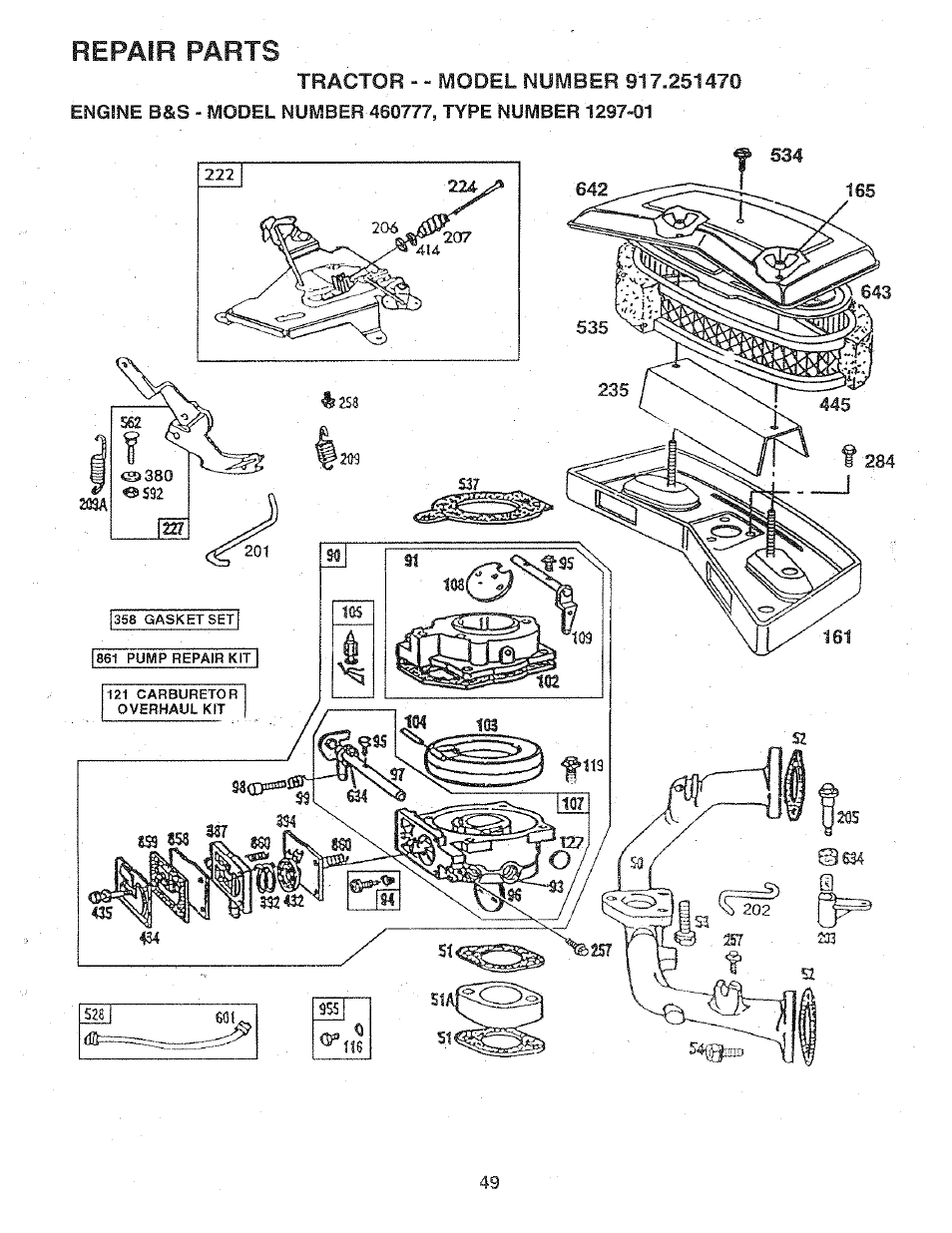 Repair parts | Sears 917.25147 User Manual | Page 49 / 56