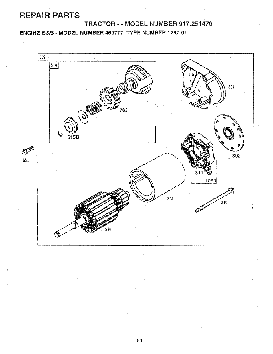 Repair parts | Sears 917.25147 User Manual | Page 51 / 56