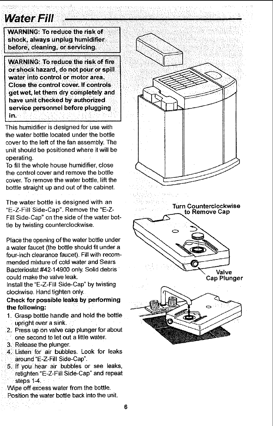 Water fill | Sears 758.14451 User Manual | Page 6 / 16