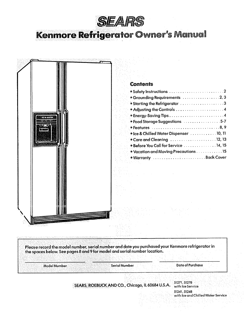 Sears 51271 User Manual | 16 pages