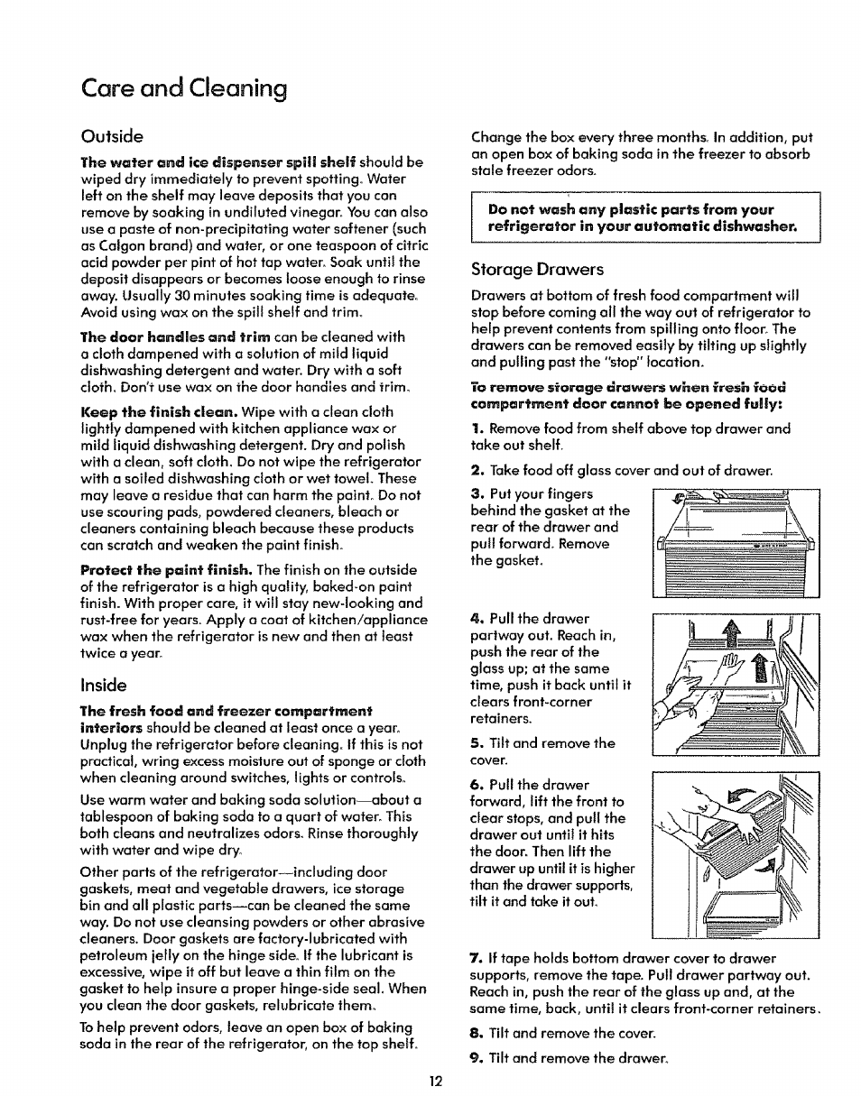 Саге and cleaning | Sears 51271 User Manual | Page 12 / 16