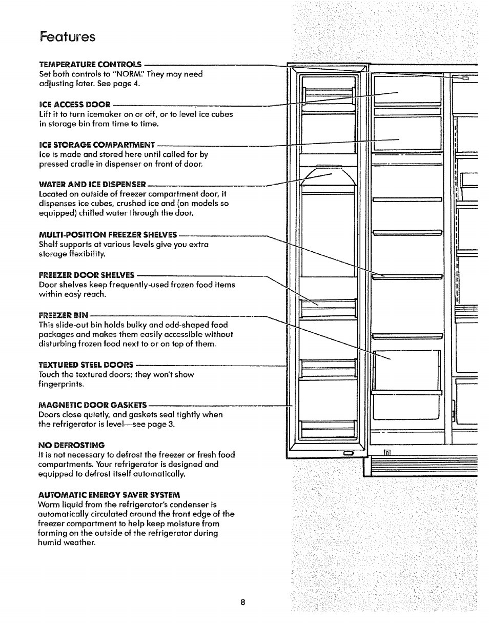 Features, Ayiomatic | Sears 51271 User Manual | Page 8 / 16
