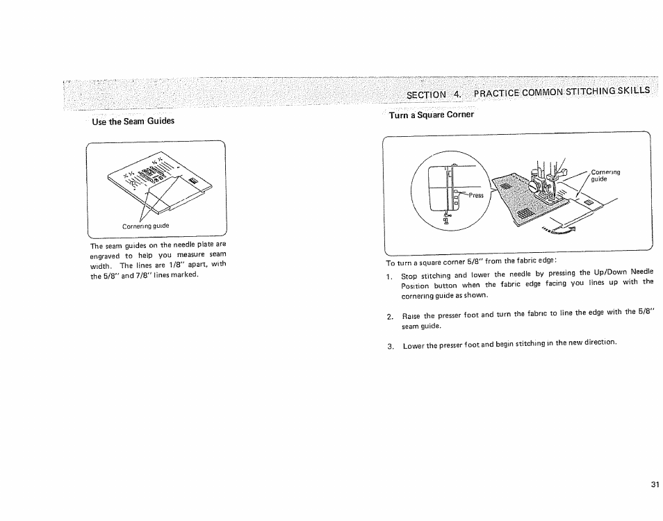 Turn a square corner | Sears KENMORE 385.1915 User Manual | Page 33 / 108