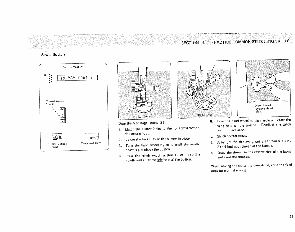 Sewf a button, Sew a button | Sears KENMORE 385.1915 User Manual | Page 37 / 108