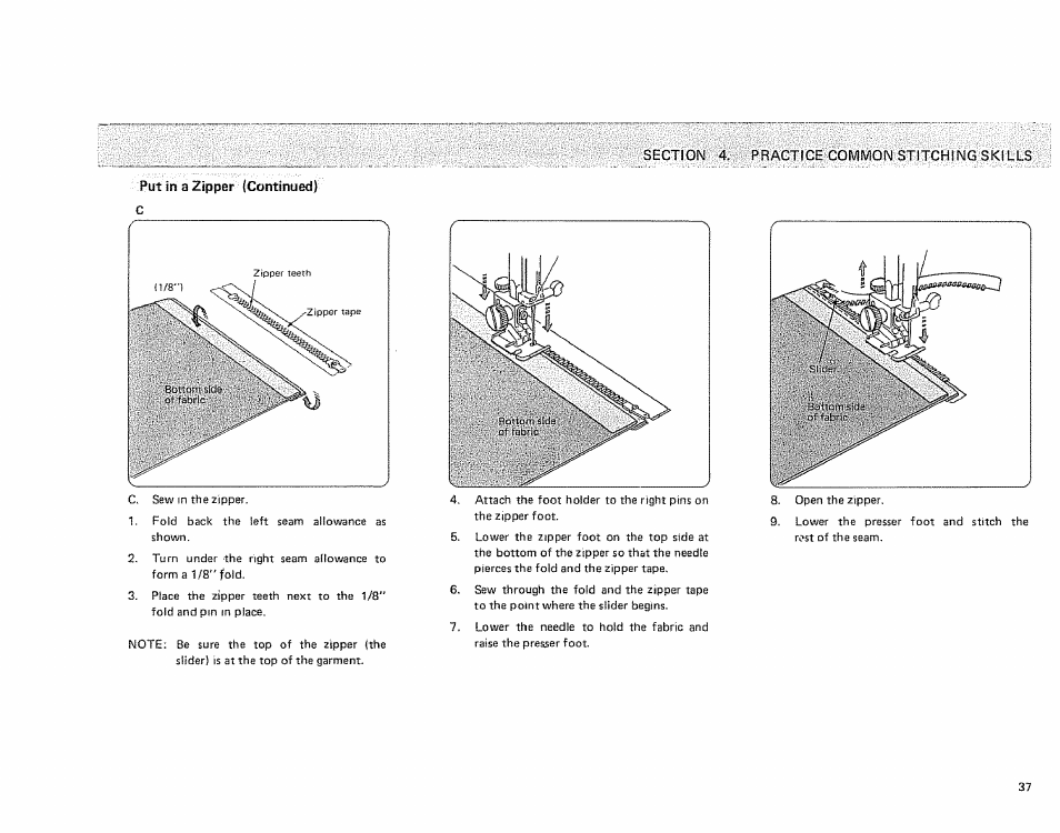 Fut in a zipper (continued) | Sears KENMORE 385.1915 User Manual | Page 39 / 108
