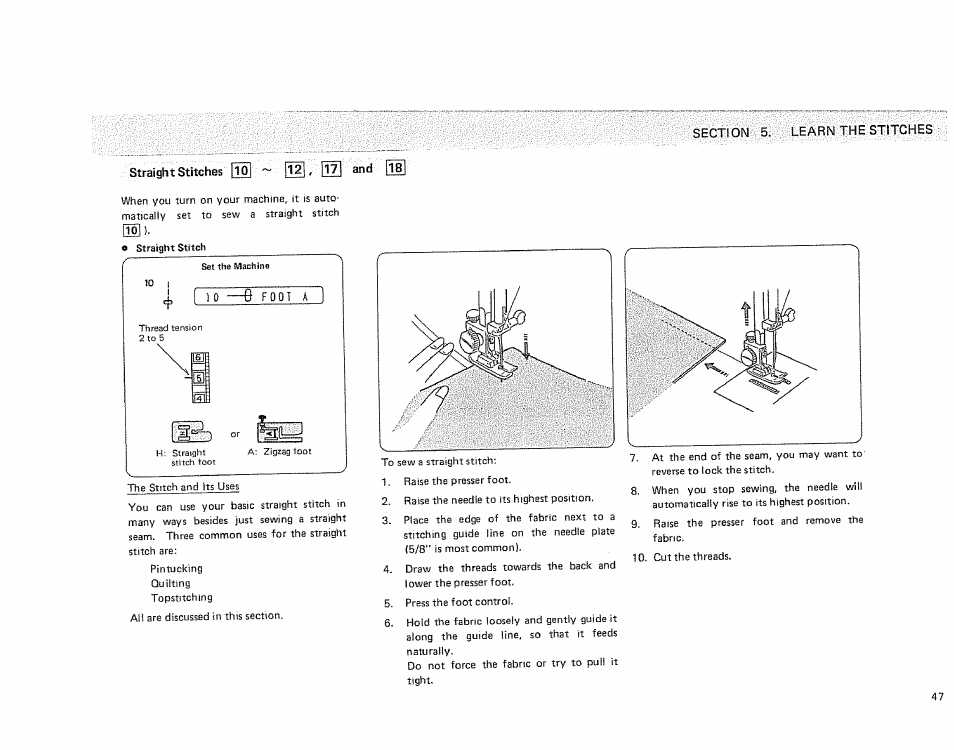 Section 5. learn the stitches, 01] l | Sears KENMORE 385.1915 User Manual | Page 49 / 108