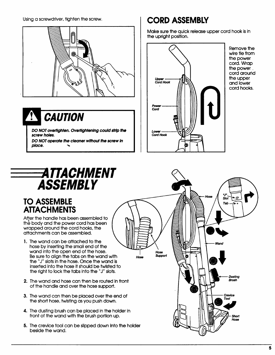 Cautêon, J^uachment, Assembly | J^uachment assembly | Sears Vacuum Cleaner User Manual | Page 6 / 18