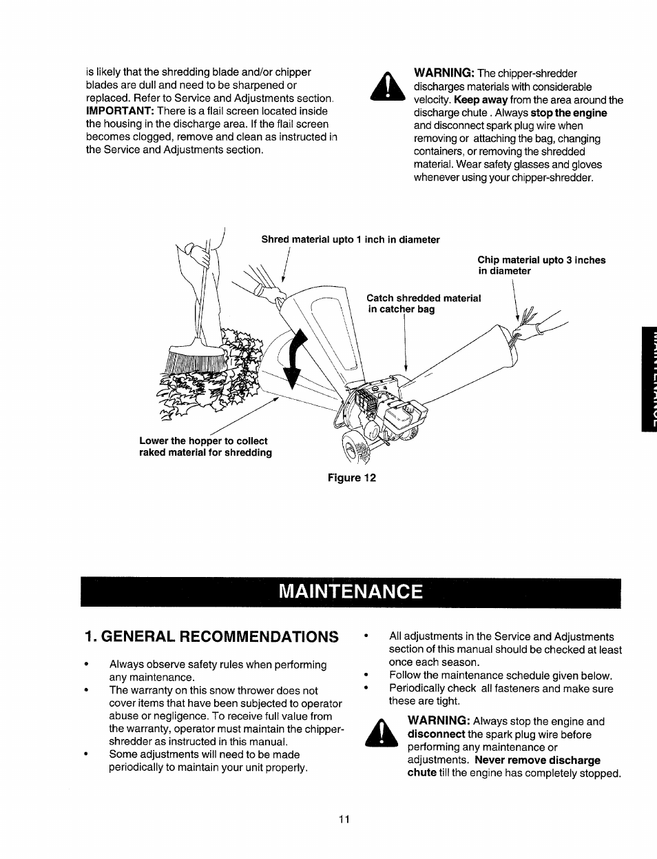 Maintenance, General recommendations | Sears Craftsman 247.77586 User Manual | Page 11 / 46