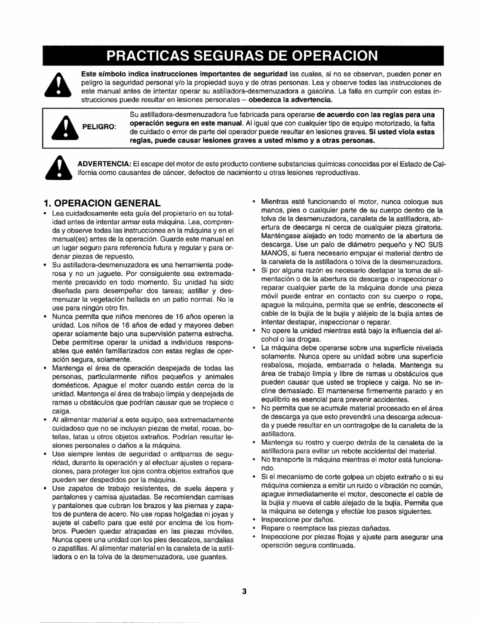 Practicas seguras de operacion | Sears Craftsman 247.77586 User Manual | Page 31 / 46