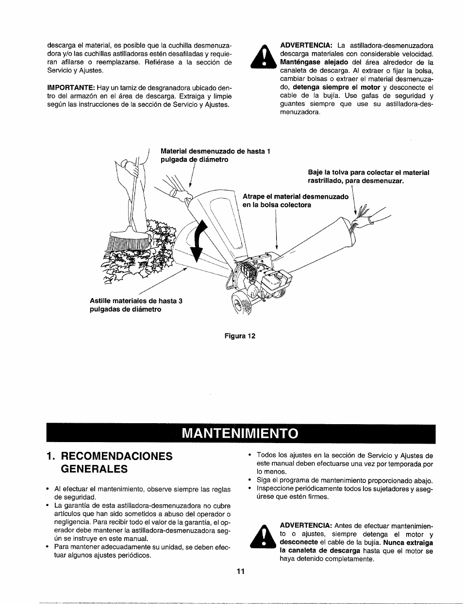 Mantenimiento, Recomendaciones generales | Sears Craftsman 247.77586 User Manual | Page 39 / 46