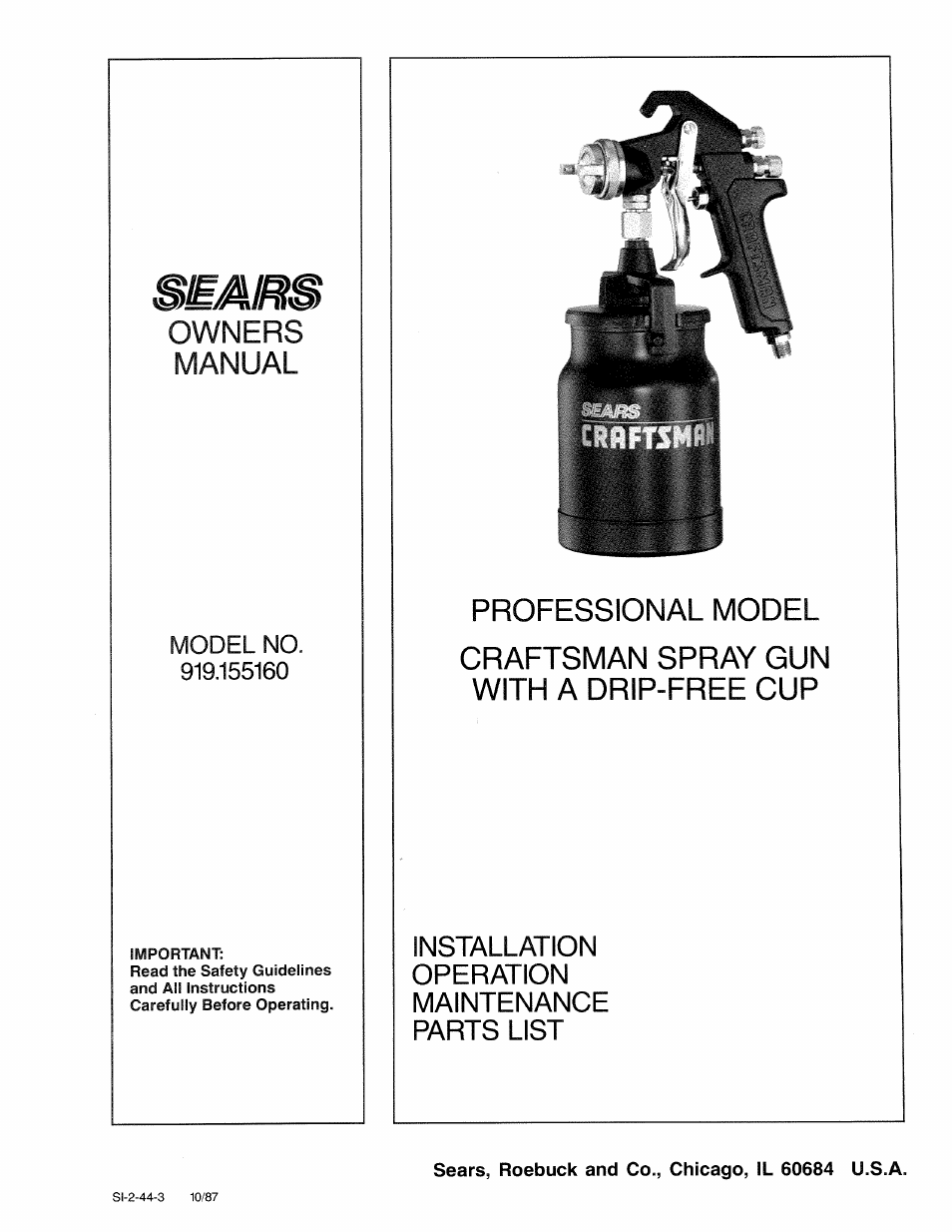Sears 919.15516 User Manual | 12 pages