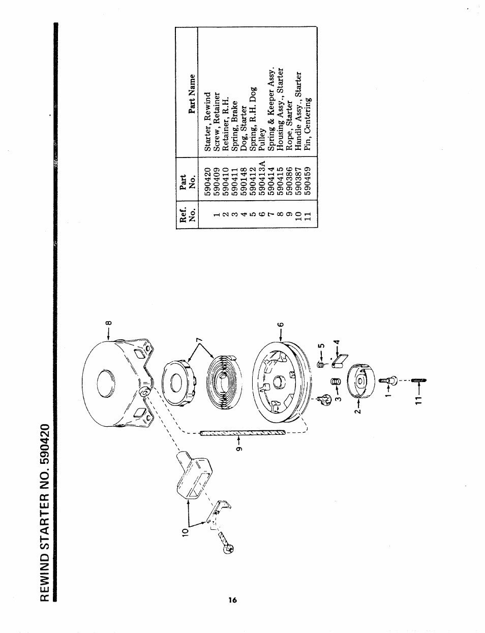 Rewind starter no. 590420 | Sears 247.8809 User Manual | Page 16 / 18