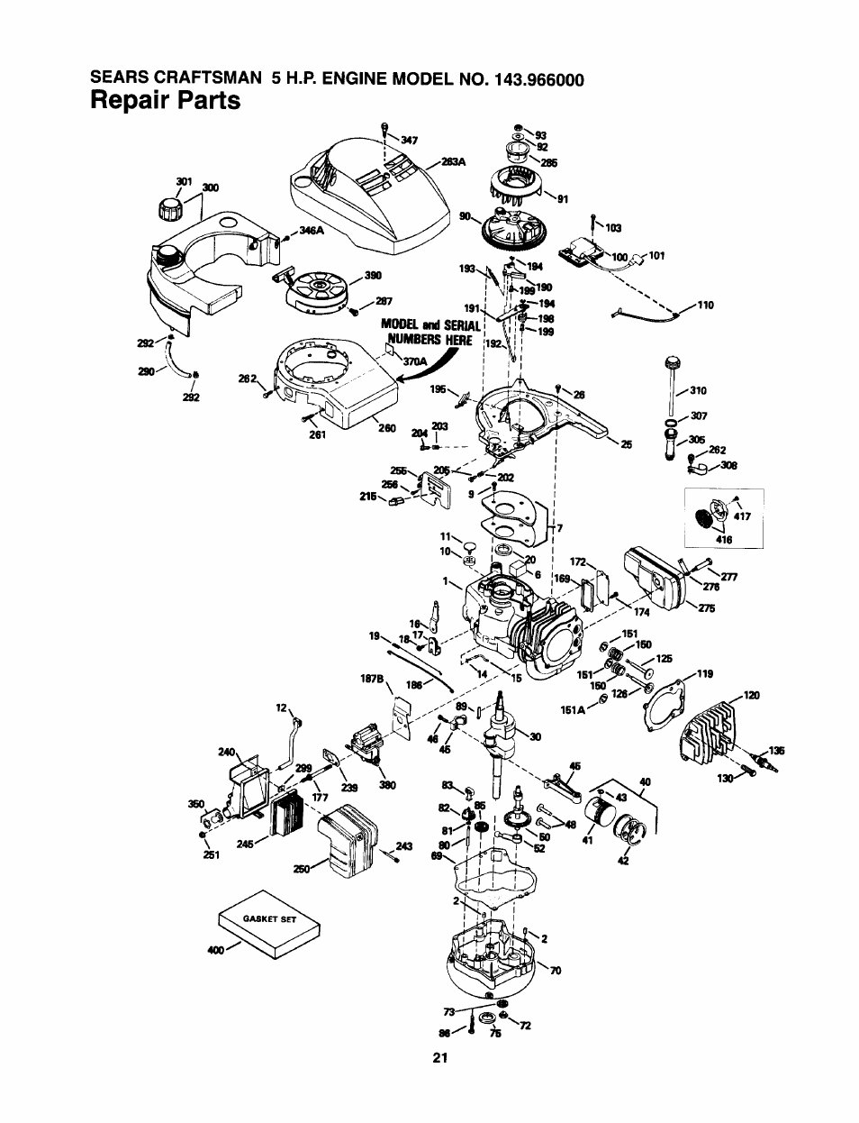 Repair parts | Sears 247.37638 User Manual | Page 19 / 42