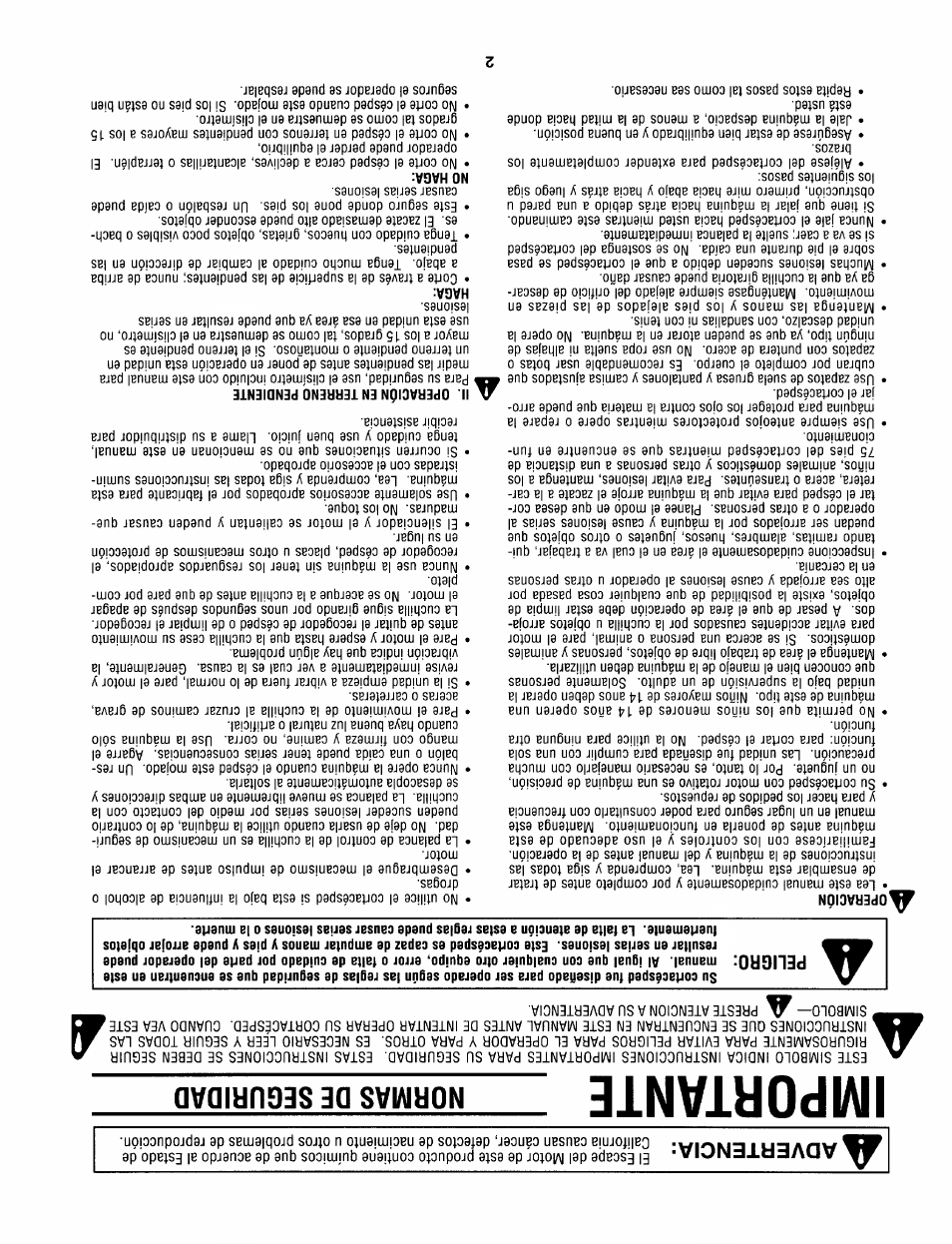 Advertencia, Importante, Normas de seguridad | Sears 247.37638 User Manual | Page 41 / 42