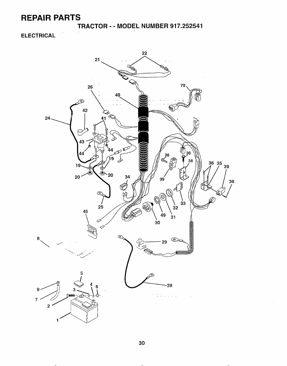 Repair parts | Sears 917.252541 User Manual | Page 30 / 56