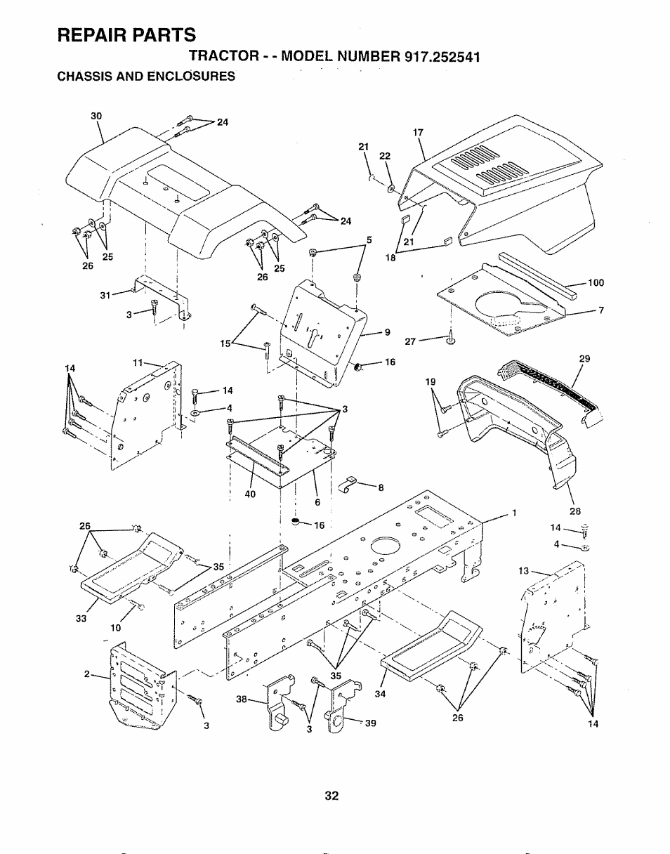 Repair parts | Sears 917.252541 User Manual | Page 32 / 56