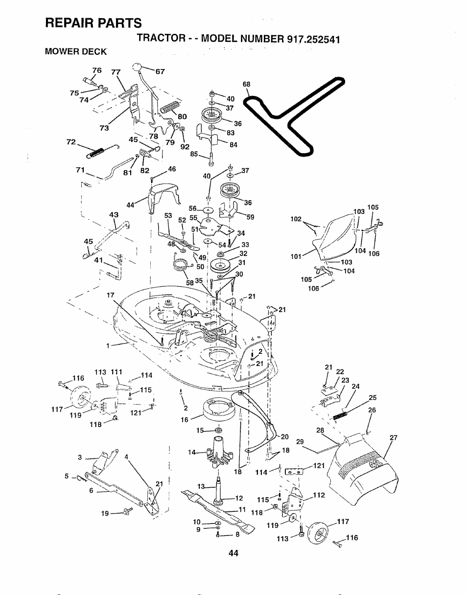 Repair parts | Sears 917.252541 User Manual | Page 44 / 56