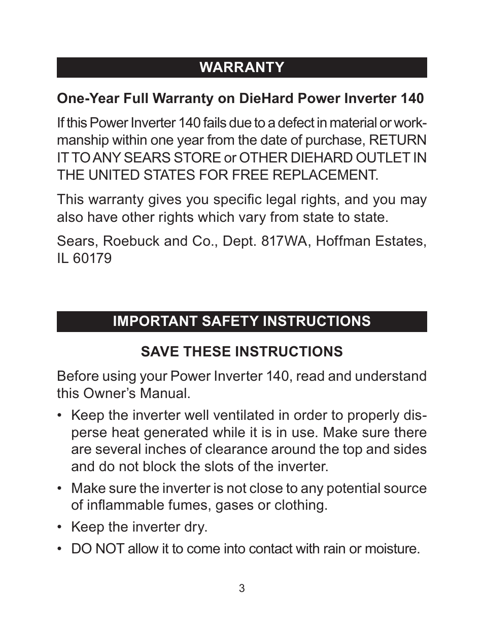 Sears 140 User Manual | Page 3 / 12