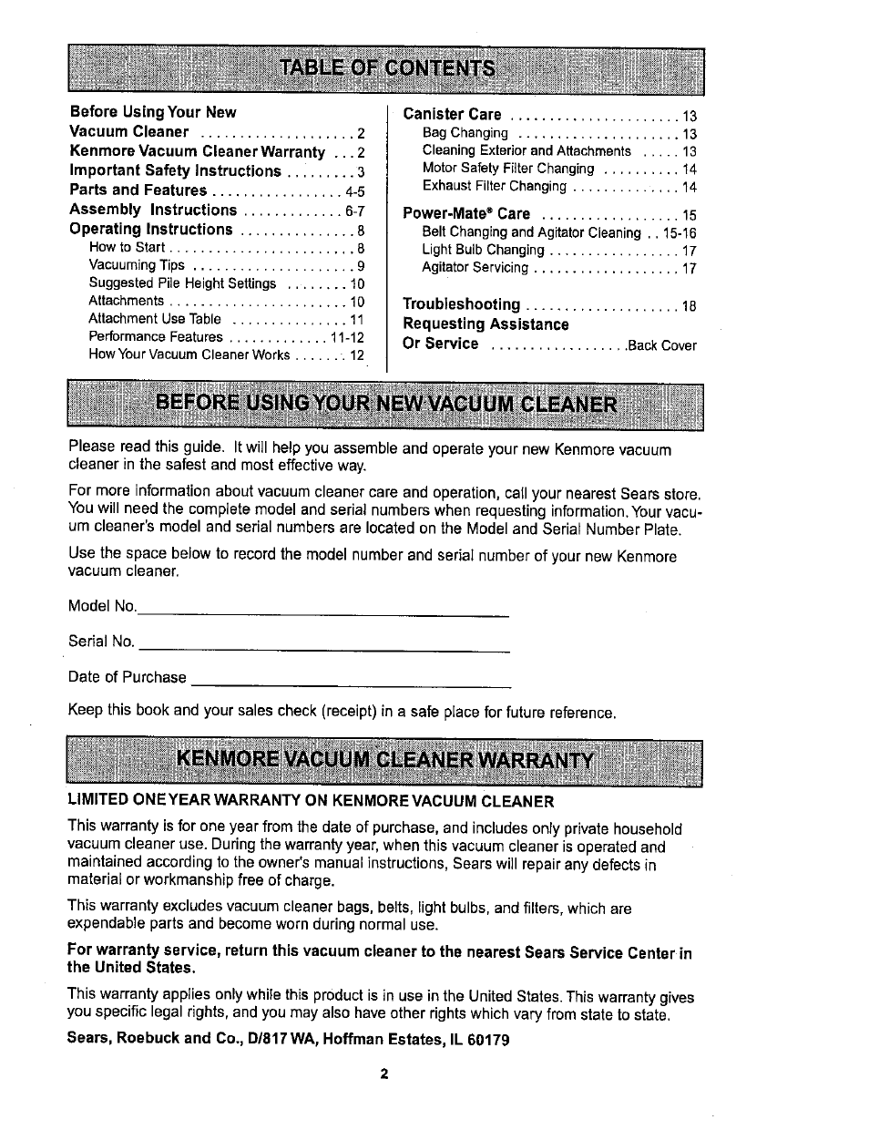 Sears 116.26212 User Manual | Page 2 / 36