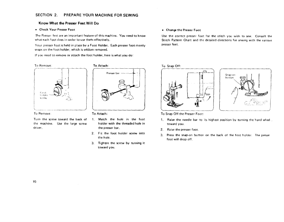 Know what the presser feet will do, Cnow what the presser feet will do ~13 | Sears 385 User Manual | Page 13 / 70