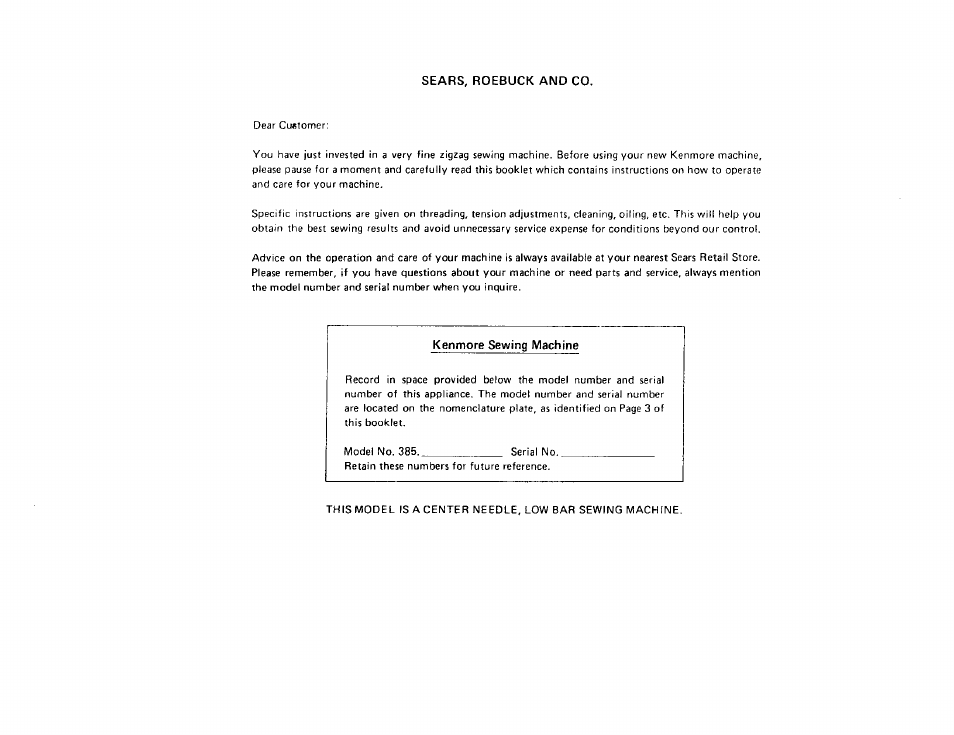 Sears 385 User Manual | Page 2 / 70
