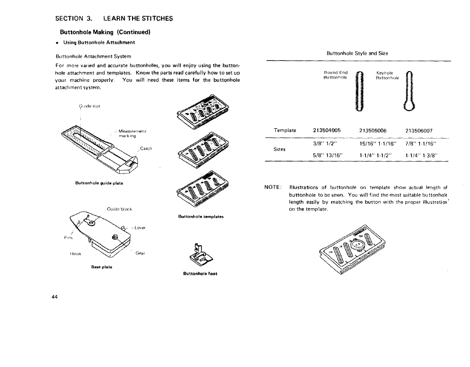 Buttonhole making (continued) | Sears 385 User Manual | Page 47 / 70