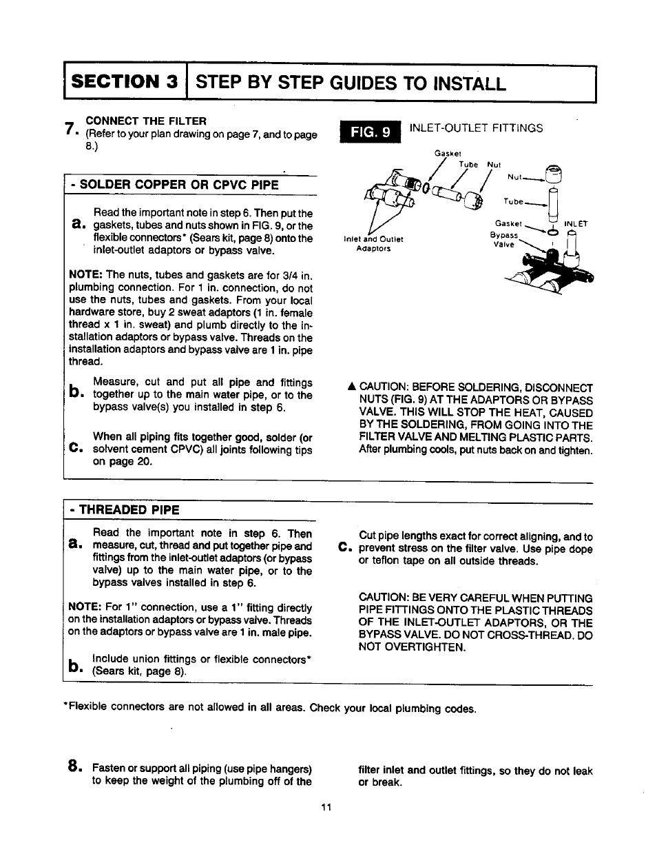Section 3 step by step guides to install, 3 step by step guides to install 7, Fig. 9 | Sears 625.34823 User Manual | Page 11 / 24