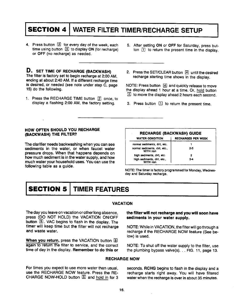 Section 5, Timer features | Sears 625.34823 User Manual | Page 16 / 24