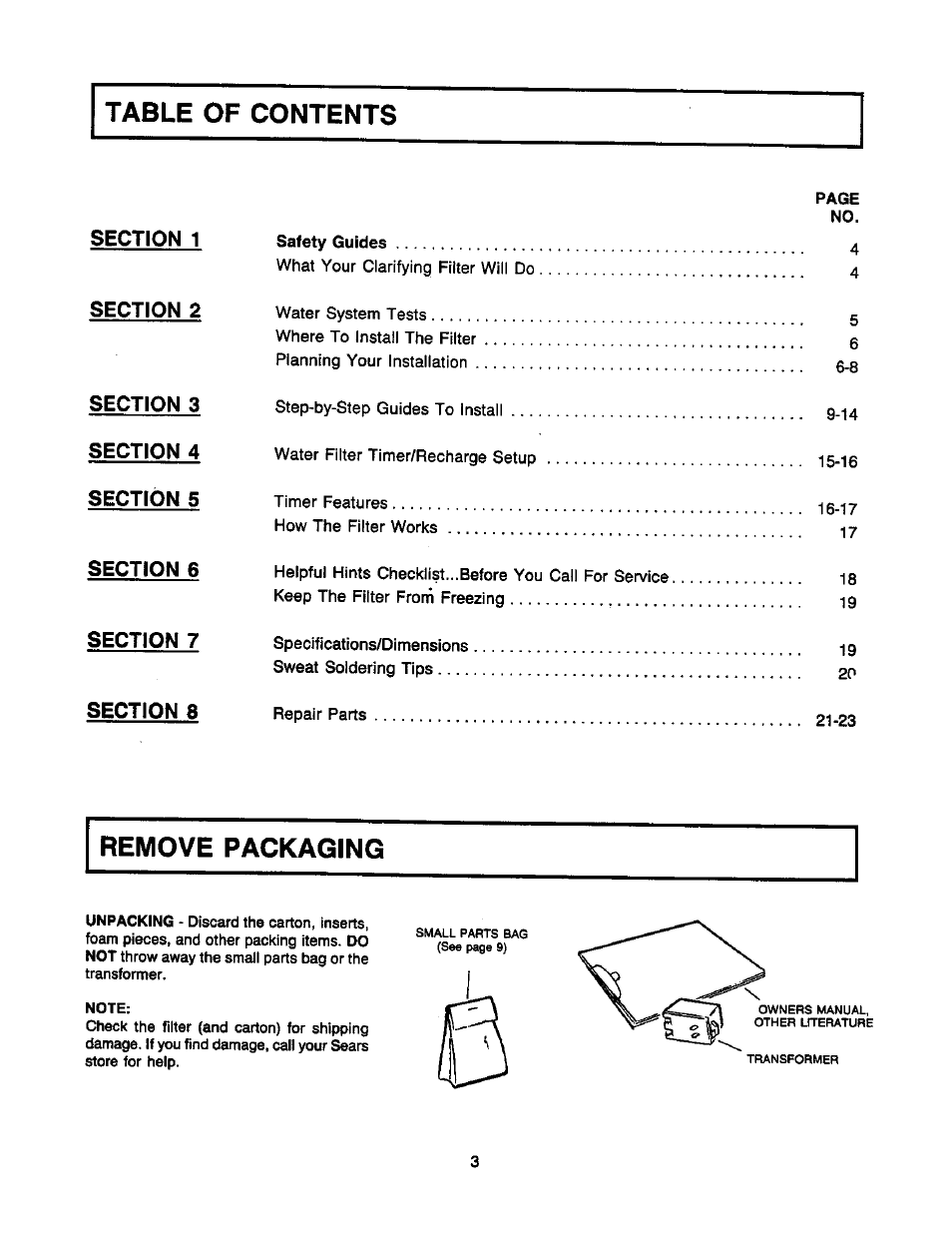 Sears 625.34823 User Manual | Page 3 / 24