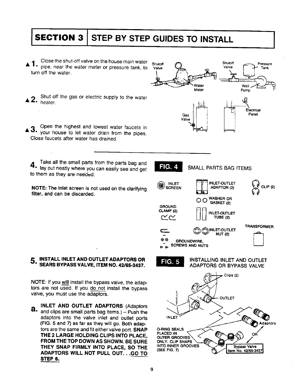 Section 3 step by step guides to install, Fig. 4, Fig. 5 | Sears 625.34823 User Manual | Page 9 / 24