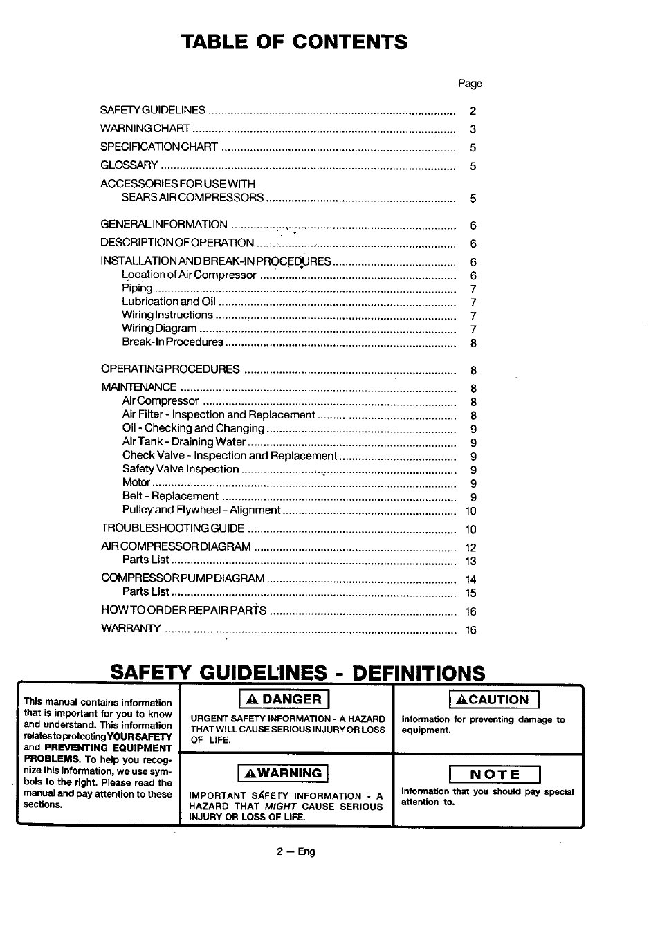 Sears 919.18416 User Manual | Page 2 / 16