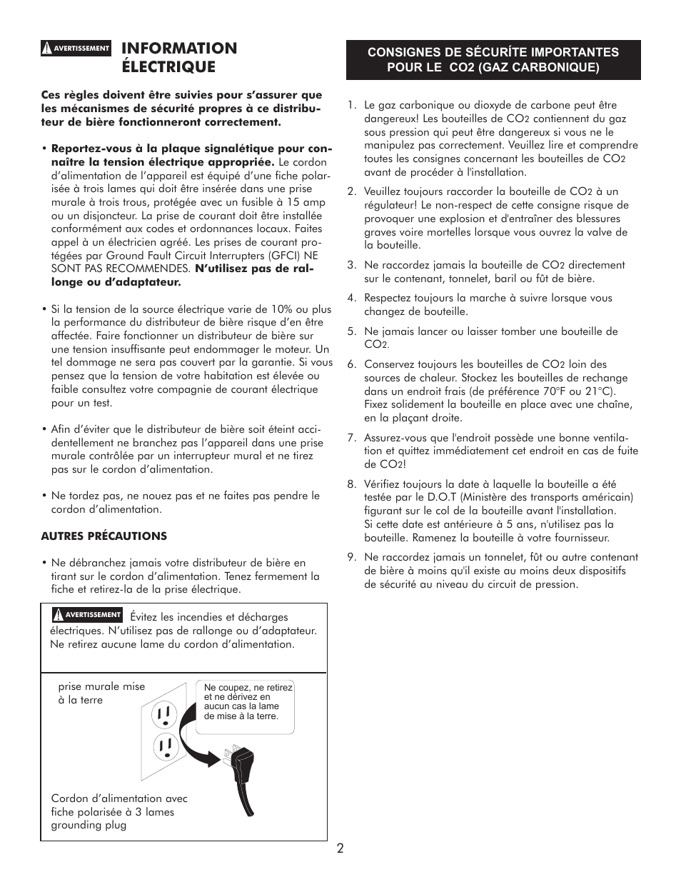 Information électrique | Sears 183.91579 User Manual | Page 19 / 52