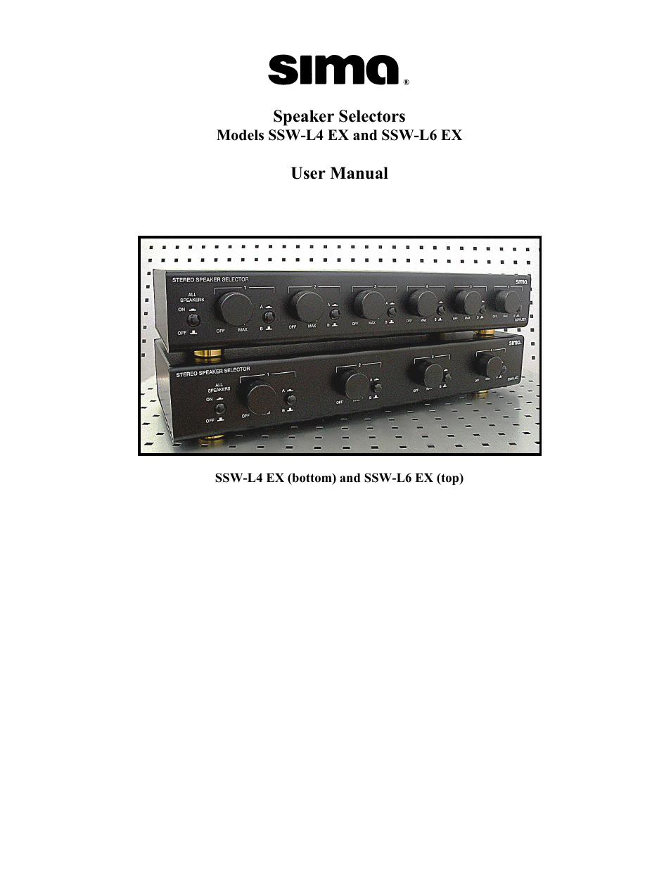 Sima Products Sima Speaker Selectors SSW-L4 EX User Manual | 6 pages