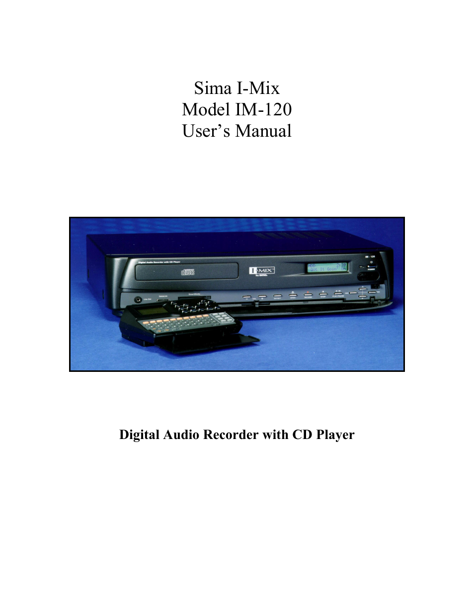 Sima Products Sima I-MIX 120 User Manual | 61 pages