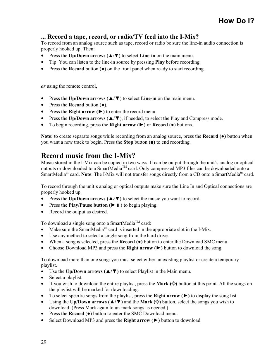 How do i, Record music from the i-mix | Sima Products Sima I-MIX 120 User Manual | Page 29 / 61