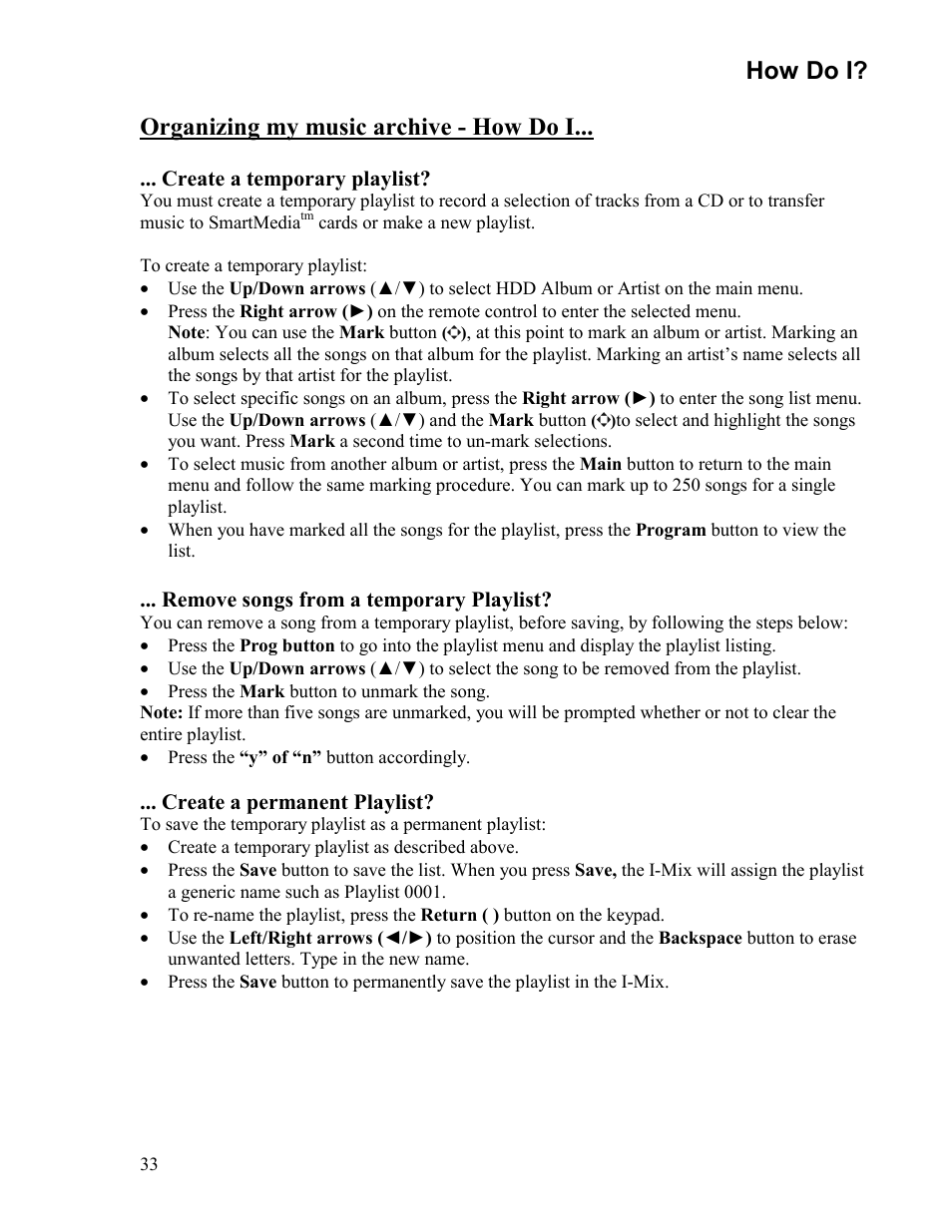 How do i, Organizing my music archive - how do i | Sima Products Sima I-MIX 120 User Manual | Page 33 / 61