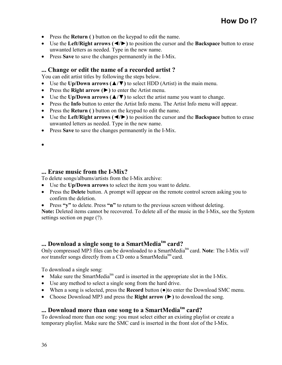 How do i | Sima Products Sima I-MIX 120 User Manual | Page 36 / 61