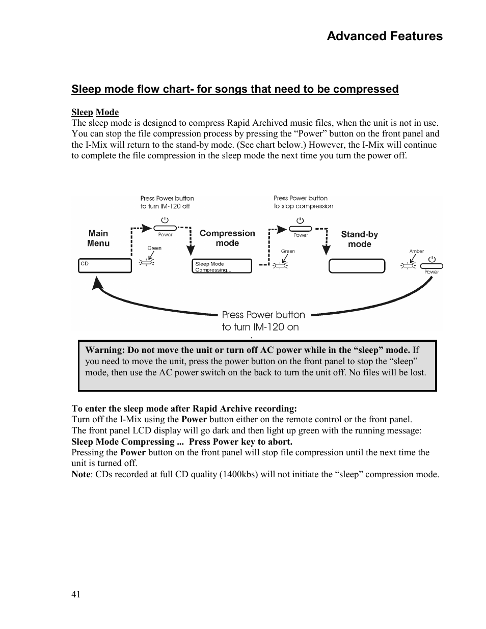 Advanced features | Sima Products Sima I-MIX 120 User Manual | Page 41 / 61