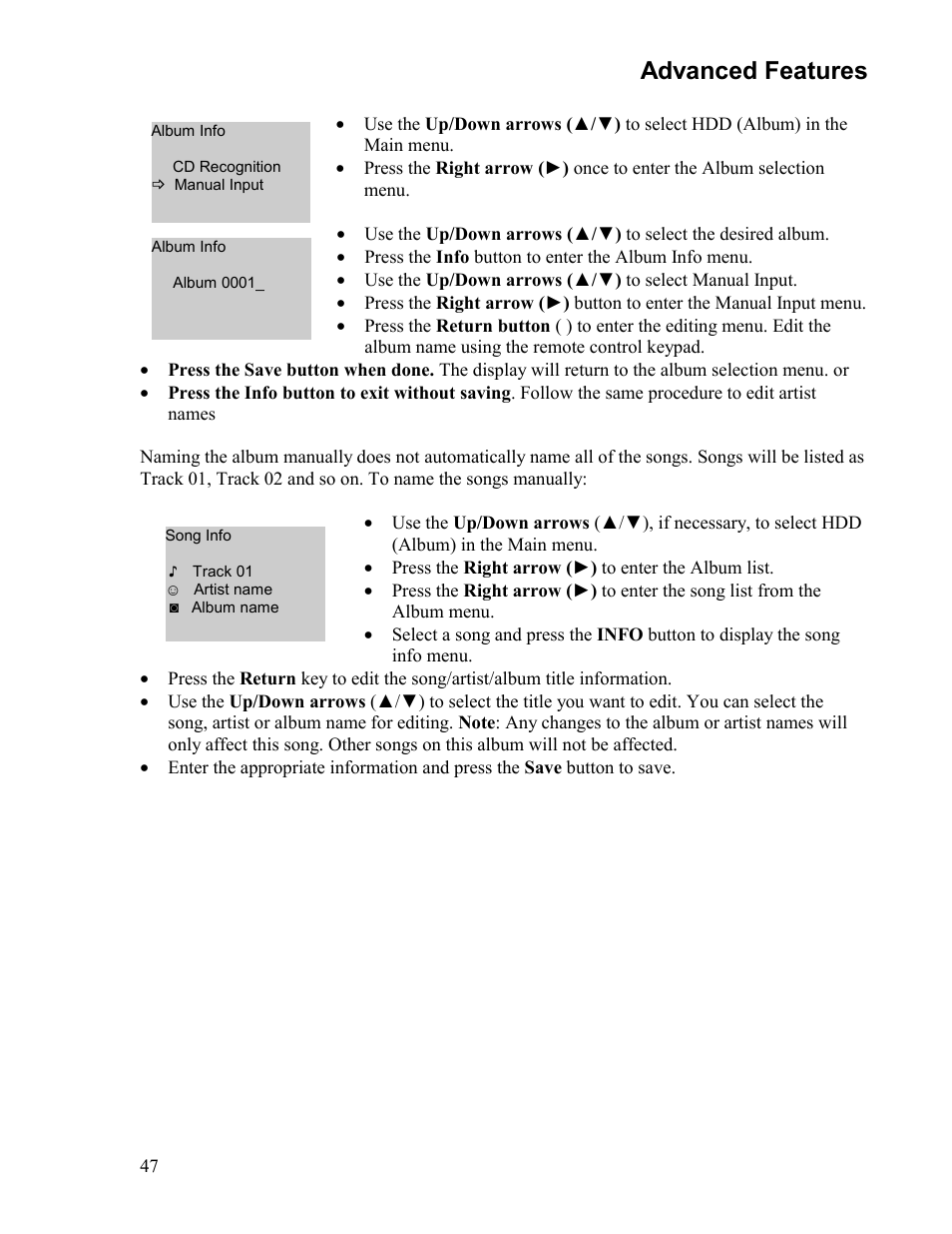 Advanced features | Sima Products Sima I-MIX 120 User Manual | Page 47 / 61