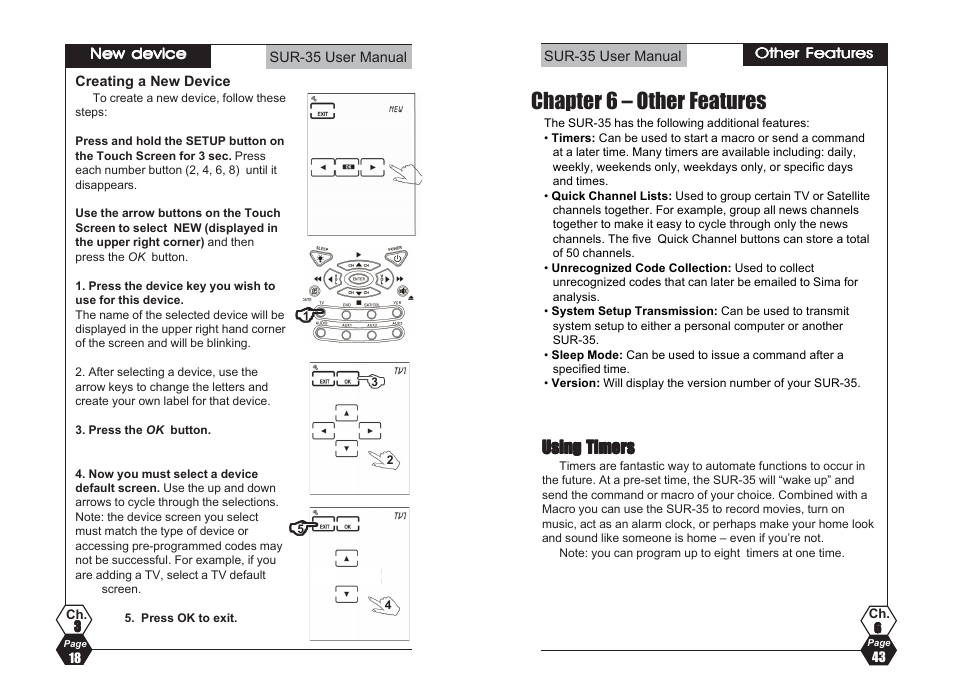 Chapter 6 – other features | Sima Products Sima SUR-35 User Manual | Page 18 / 30