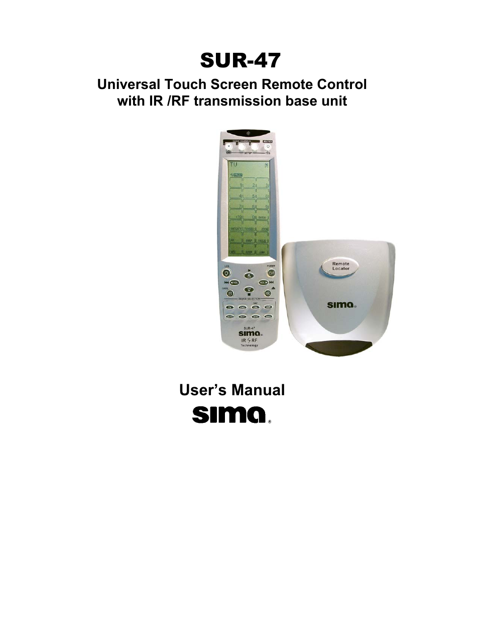 Sima Products Sima SUR-47 User Manual | 42 pages