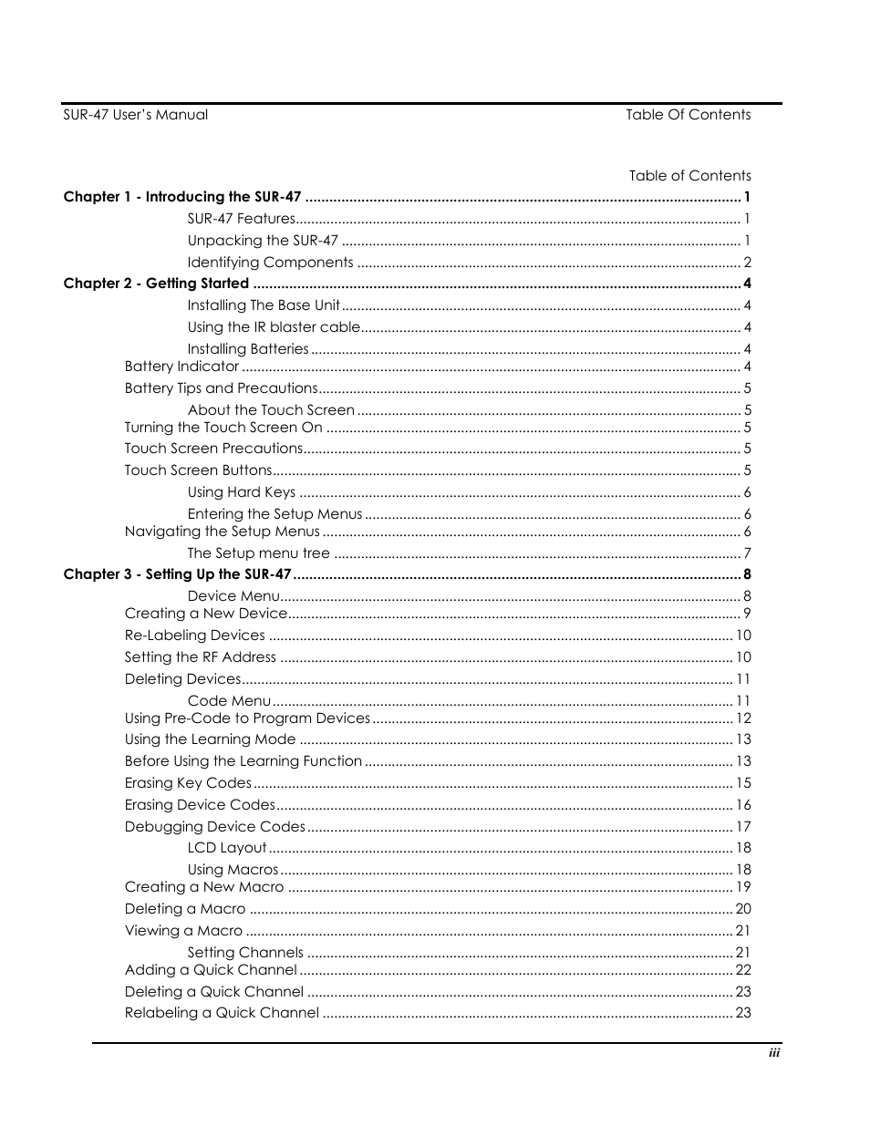 Sima Products Sima SUR-47 User Manual | Page 3 / 42